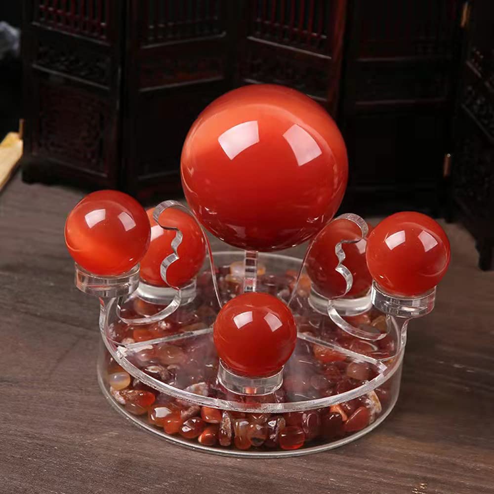 2 Inch Red Artificial Tiger Eye Crystal Baoding Balls - Stress Relief Hand Therapy Balls for Anxiety, Finger & Wrist Strengthening - Includes Carry Pouch & Gift Box - Perfect for Meditation, Office Stress Relief & Physical Therapy