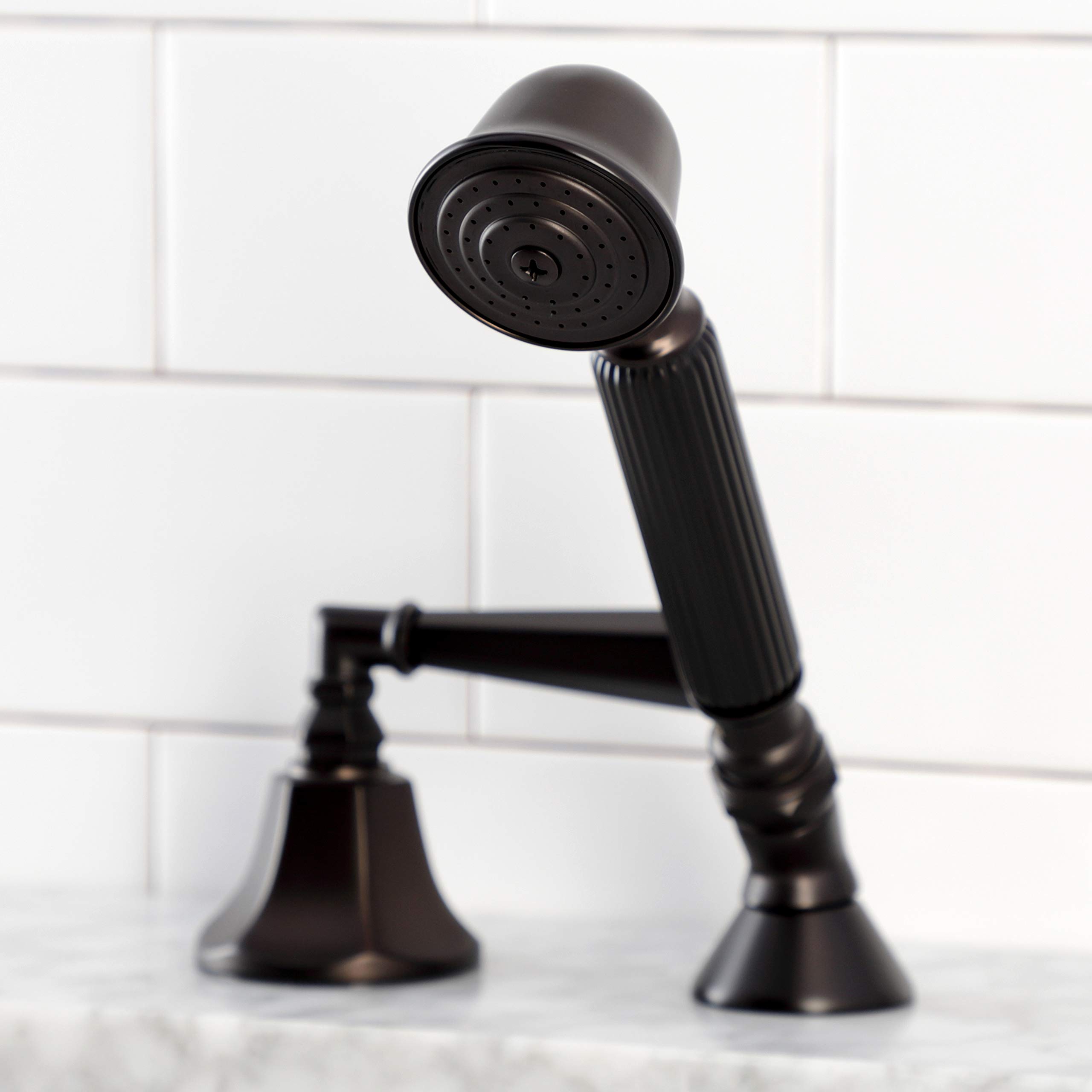 Kingston Brass KSK4305HLTR Oil Rubbed Bronze Deck Mount Hand Shower with Diverter for Roman Tub Faucet, 8 x 5.63 x 2.38 Inches - Perfect for Bathroom Spa Experience and Luxury Home Upgrade