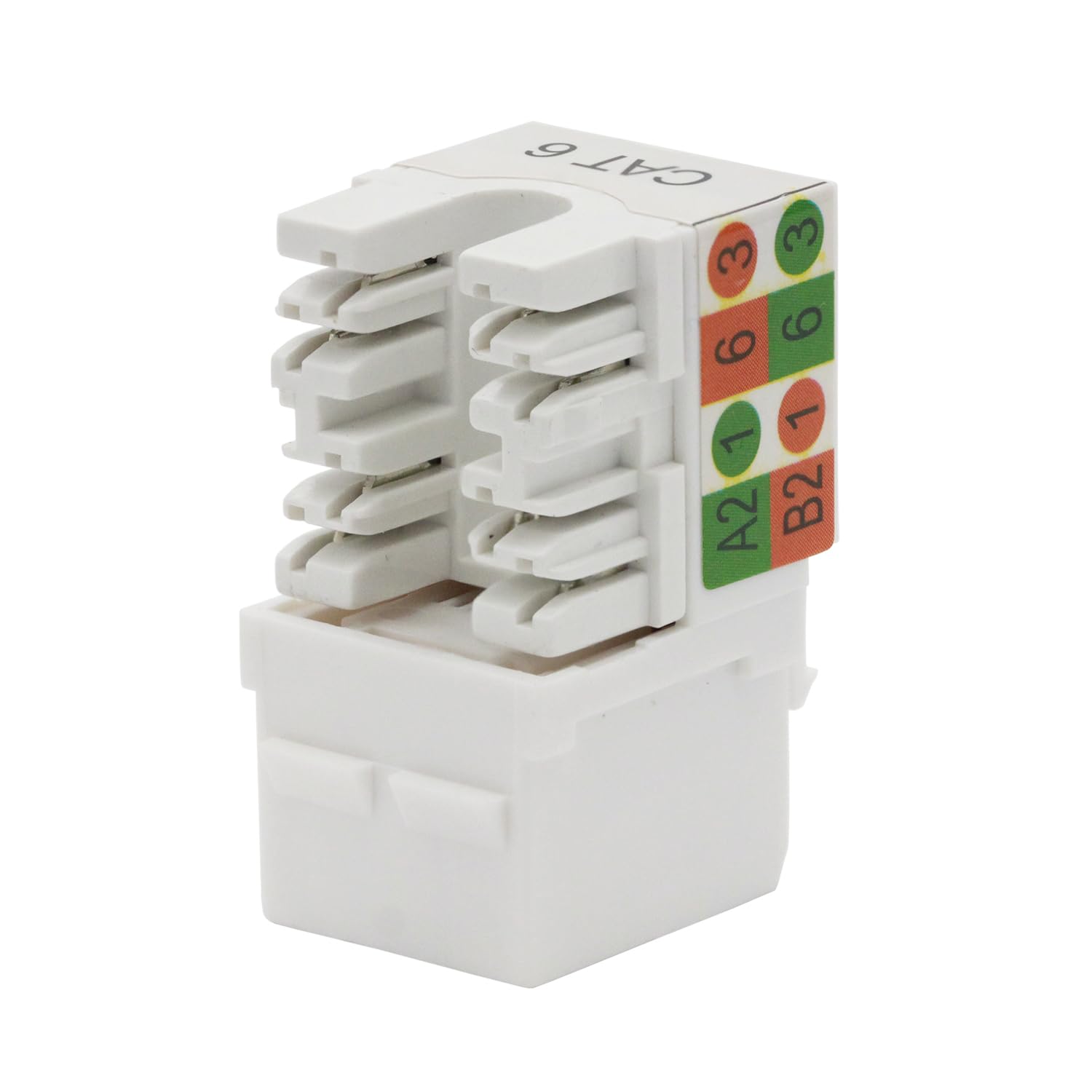 ChaosssCo Cat6 Cat5 Cat5e Keystone Jack RJ45 Network Coupler - 90 Degree Ethernet Punch Down Keystone Jack Adapter (20 Pack, White) - Ideal for Home & Office Network Installations, Server Rooms & Data Centers
