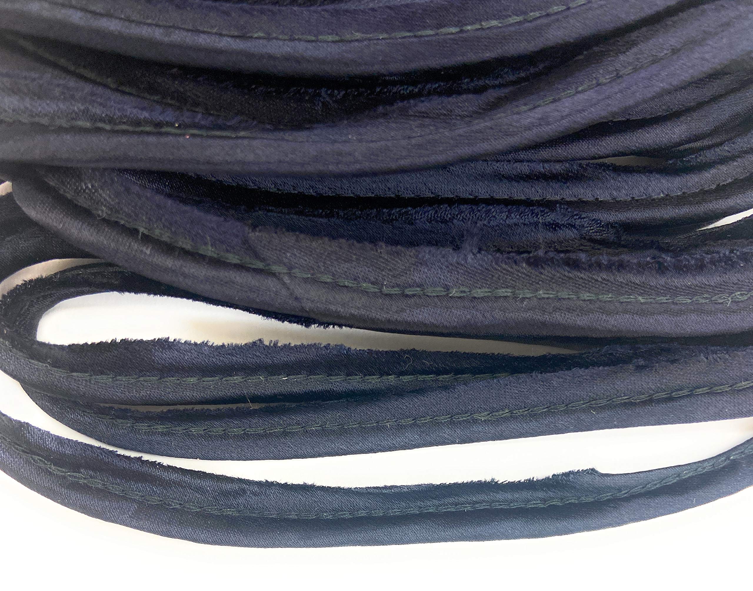 Midnight Navy Satin Lip Cord Edge Trim - 5 Yards for Clothing, Pillows, Lamps & Draperies | Katz Trimming & Trims Unlimited Pi-129/108 | Perfect for DIY Home Decor & Sewing Projects