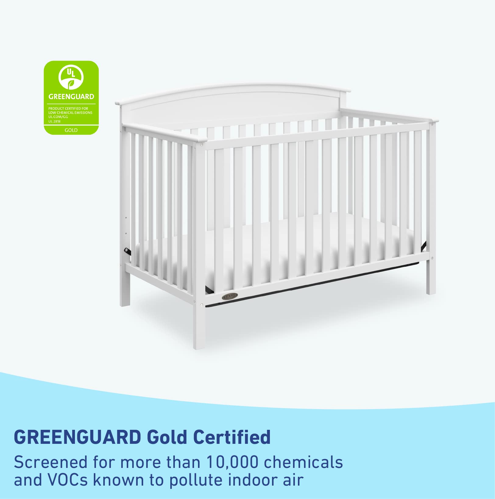 Graco Benton 5-in-1 Convertible Baby Crib to Toddler Bed - GREENGUARD Gold Certified White Nursery Furniture | Converts to Daybed & Full-Size Bed | Fits Standard Crib Mattress | Perfect for Nursery, Kids Room & Guest Bedroom