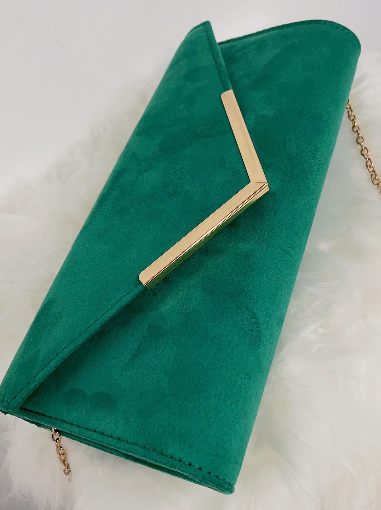 LeahWard Women's Faux Suede Clutch Bag - Elegant Flap Handbag for Wedding, Party, Evening & Prom | Perfect for Date Night, Bridal Shower & Formal Events