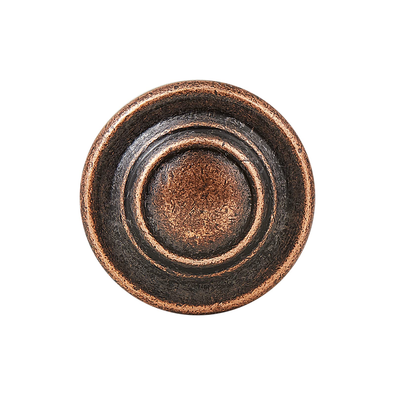 Antique Copper Cabinet Drawer Knobs 1-1/4 Inch - 10 Pack Straight Top Ring Pulls for Kitchen, Bathroom & Furniture Hardware (Vintage Style)