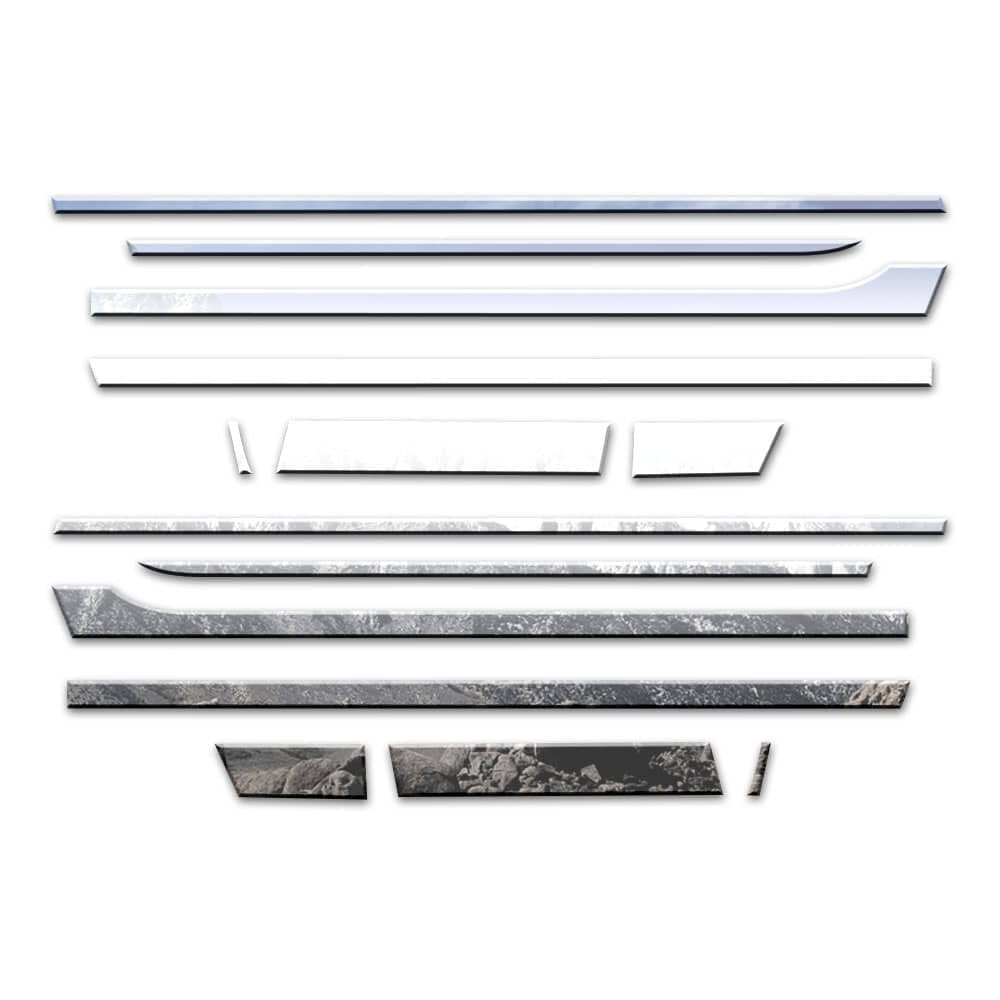 16-Piece Chrome Rocker Panels for 2009-2013 Dodge Ram Laramie Crew Shortbed with Flares - 3 1/8