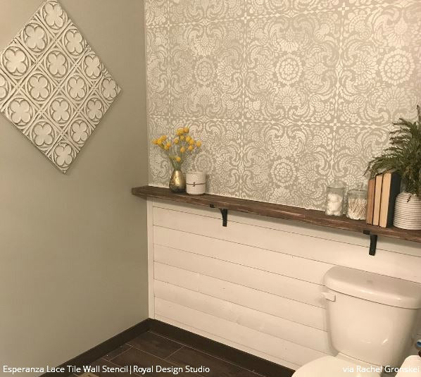Esperanza Lace Tile Stencil - DIY Ceramic & Mosaic Tile Decoration Kit for Home Renovation - Perfect for Bathroom, Kitchen Backsplash, and Floor Tile Designs
