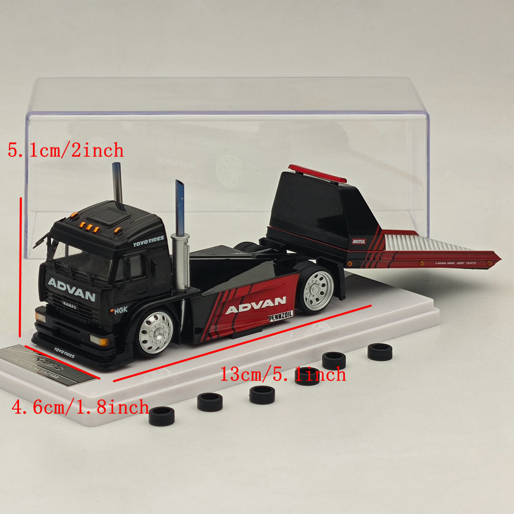 1:64 Scale SH Kamaz Spoon Sports Flatbed Tow Truck Black Diecast Model Car - Limited Edition Collectible for Display, Racing Games & Gift Giving