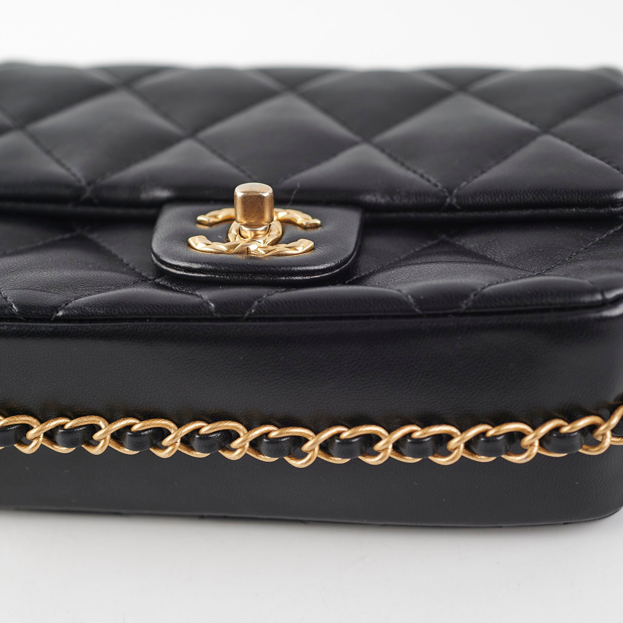 Chanel Seasonal Square Flap Bag Lambskin Leather Black - Luxury Designer Handbag for Women, Perfect for Evening Parties & Special Occasions
