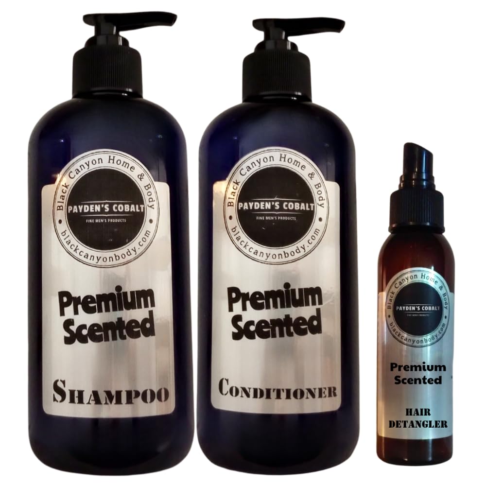 Payden's Cobalt Cedar & Leather Scented Argan Oil Shampoo and Conditioner Set for Men - 16 Oz Hair Care with Detangler - Perfect for Daily Use, Gym, and Travel
