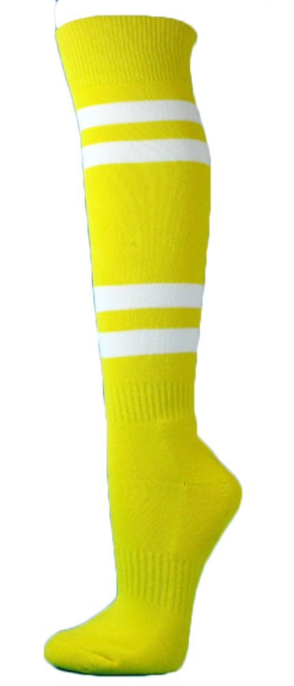 COUVER White Striped Knee High Softball Socks - Breathable Athletic Socks for Women & Girls - Perfect for Softball, Baseball, Soccer & Sports Training