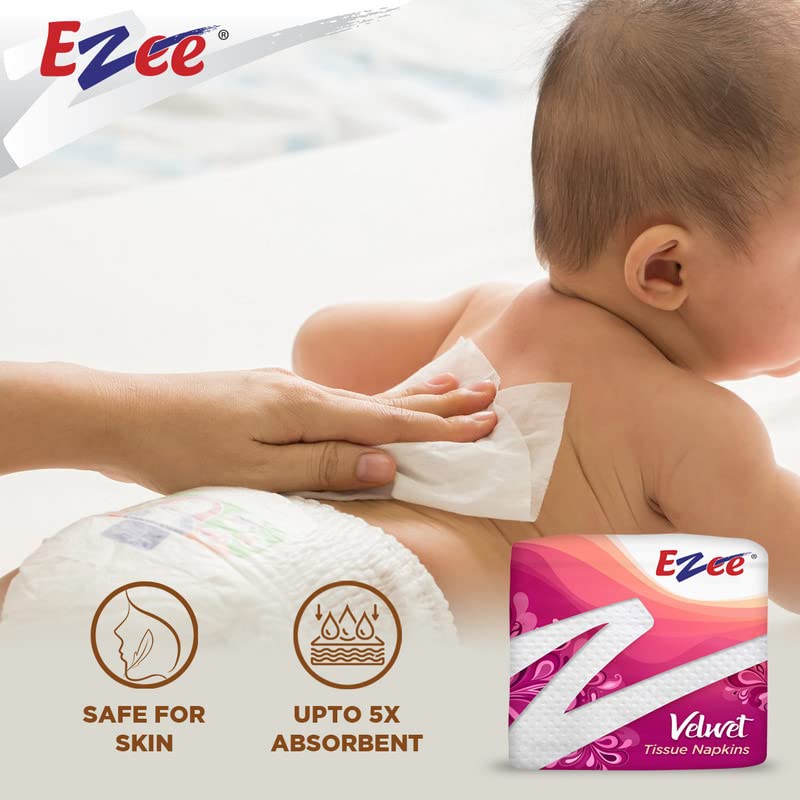 Ezee Velvet Tissue Paper Napkins 300 Pulls - Ultra Soft & Highly Absorbent Facial Tissues | Pack of 3 x 100 Pulls | Perfect for Home, Office, Parties & Travel
