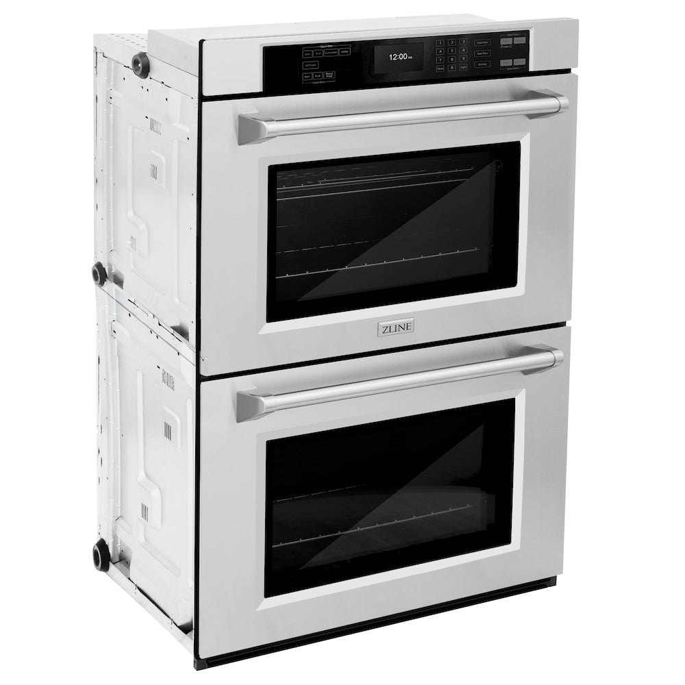 ZLINE 30 Inch Stainless Steel Professional True Convection Double Wall Oven with Air Fry & Self-Clean - Perfect for Home Chefs & Entertaining (WAD 30)
