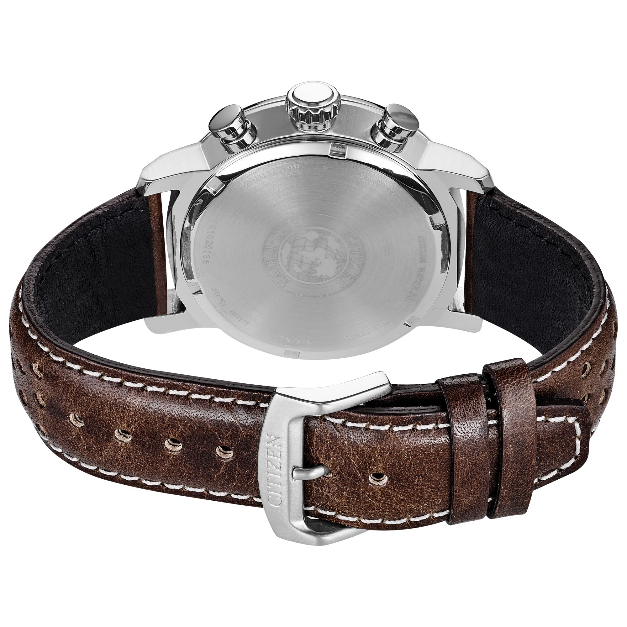 Citizen Men's Eco-Drive Weekender Brycen Chronograph Watch - Stainless Steel Case, Brown Leather Strap, Ivory Dial (Model CA0649-06X) | Solar Powered, Water Resistant | Perfect for Business, Casual & Outdoor Activities