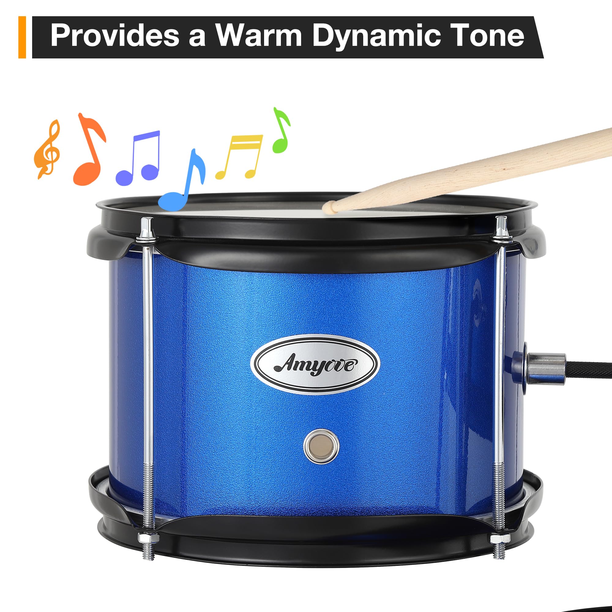 **3-Piece Kids Drum Set for Beginners - Blue Junior Drum Kit with Cymbal, Tom, Bass Drum, Drumsticks & Pedal - Includes Adjustable Drum Stool - Perfect for Boys & Girls Learning Music at Home or School**