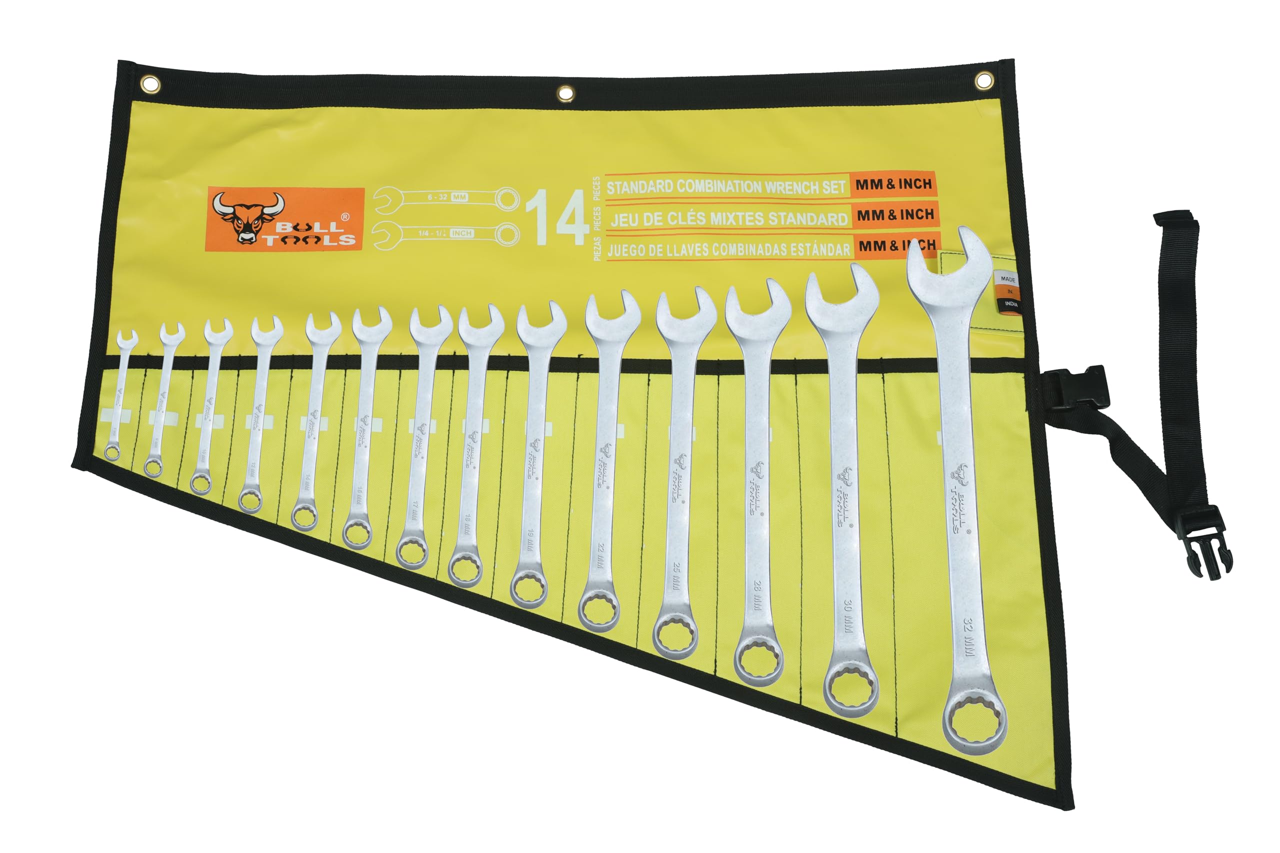 Heavy-Duty Roll-Up Tool Bag - 14 Pocket Wrench Organizer | Waterproof Canvas Pouch for Mechanics & DIYers | Workshop & Job Site Use