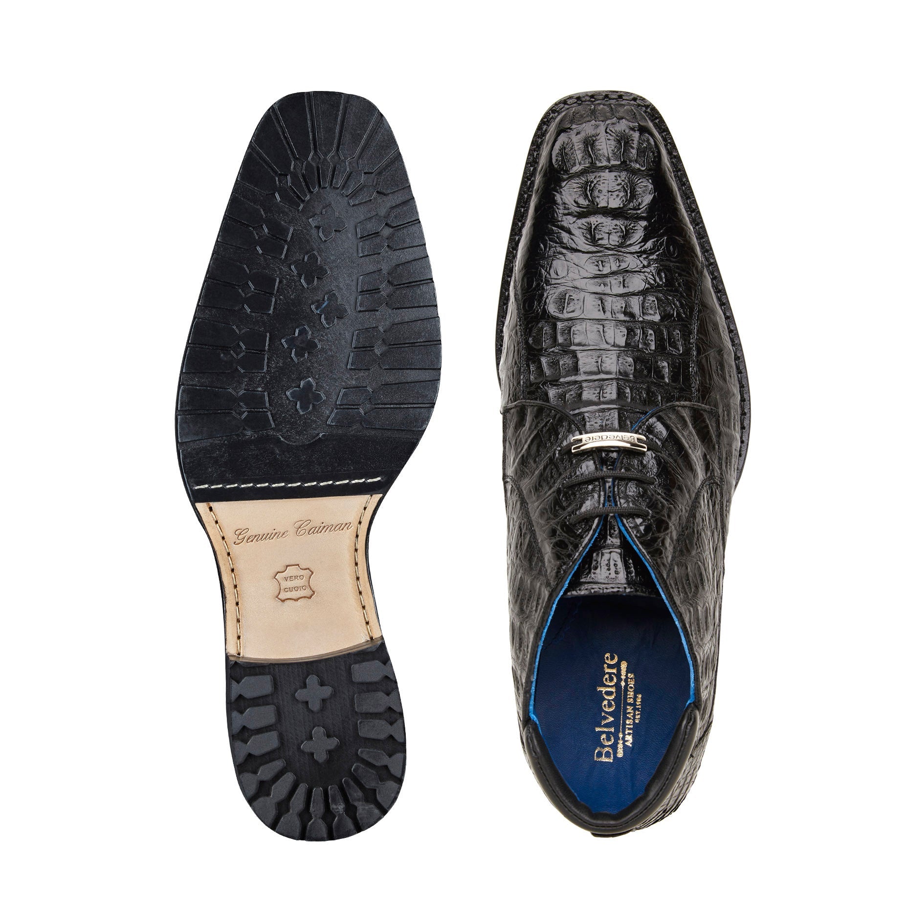 Belvedere Marcello Genuine Hornback Caiman Ankle Boots for Men - Black Leather Dress Shoes - Perfect for Business, Formal Events & Special Occasions