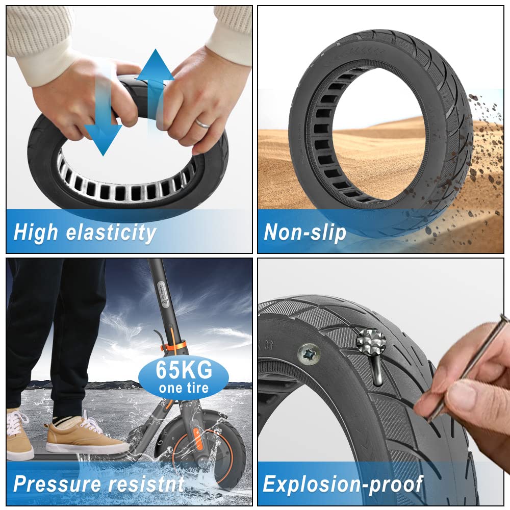 Segway F20 F25 F30 F40 10-Inch Solid Tire Replacement - Front & Rear Wheel Scooter Tires (1PC) - Durable & Puncture-Proof for Commuting & Urban Riding