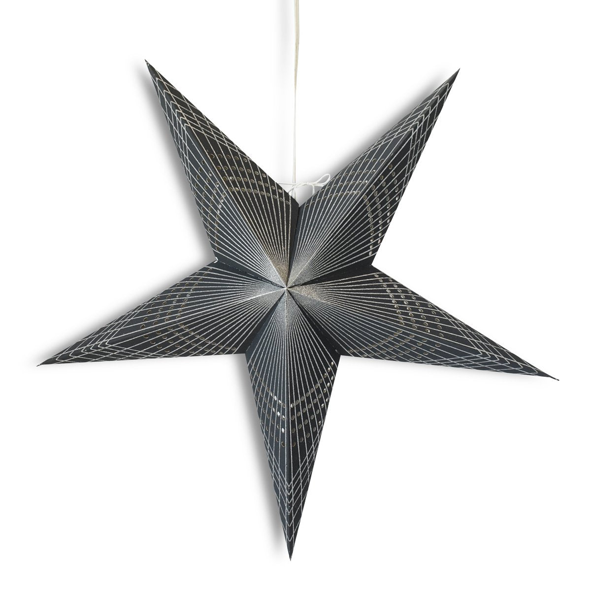 24 Pack Black Prism Glitter Paper Star Lanterns - Elegant Hanging Decor for Weddings, Parties, Baby Showers & Home Decor - Perfect for Indoor/Outdoor Events & Festival Lighting