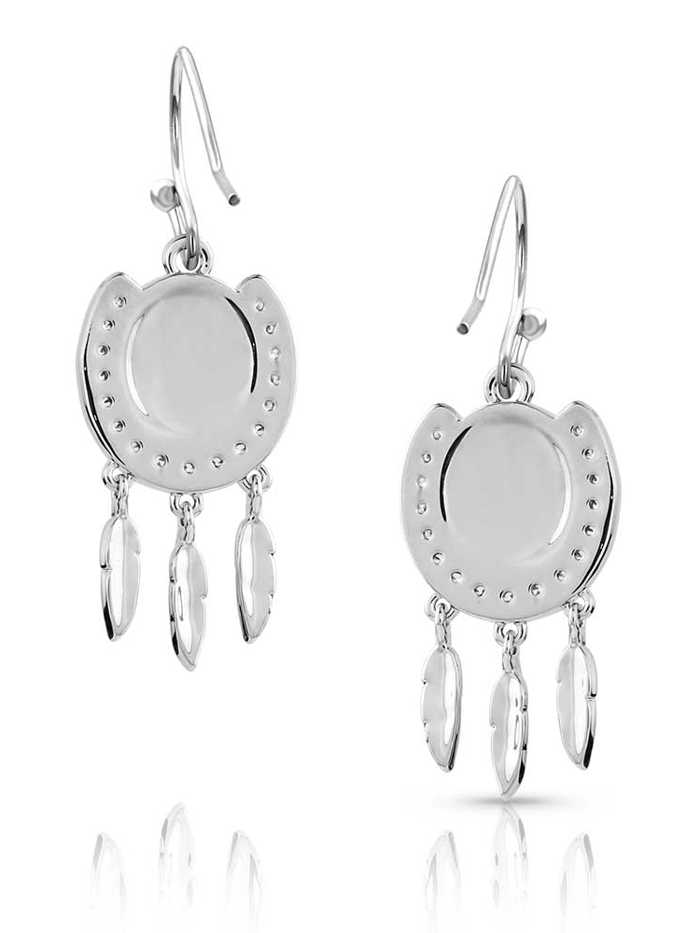 Montana Silversmiths ER5722 Women's Turquoise Horseshoe Earrings - Sterling Silver Lucky Charm Jewelry for Western Fashion & Cowgirl Style