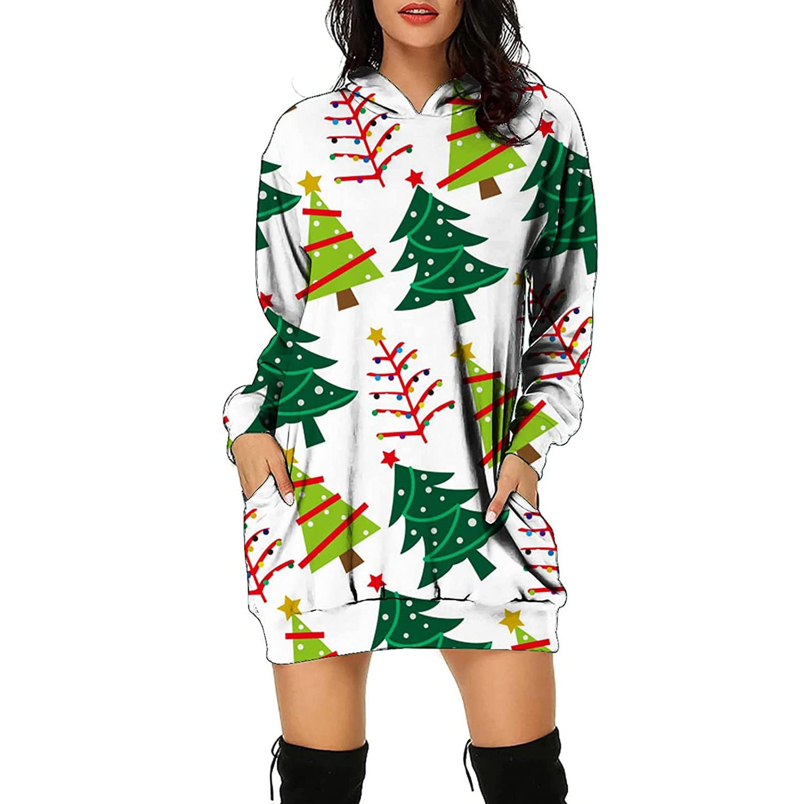 Women's Christmas Boho Beach Dress - Long Sleeve Flowy Maxi Dress for Back to School, Holiday Parties & Beach Vacations | Perfect for Festive Gatherings, Christmas Photos & Winter Getaways