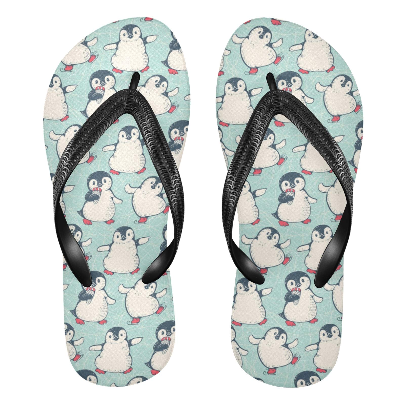 Blueangle Women's Men's Cute Penguin Sandals - Soft Yoga Foam Flip Flops with Non-Slip TPR Sole - Comfortable Summer Beach Slippers for Pool, Spa & Indoor Use