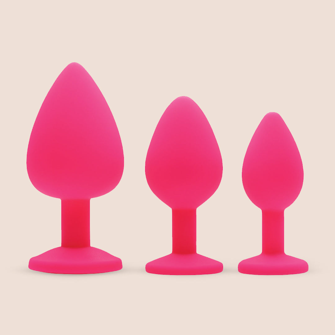 Sensual Pink Gem Anal Plug Set - 3 Piece Silicone Butt Plugs for Women & Men | Perfect for Couples Play, BDSM & Sensual Exploration