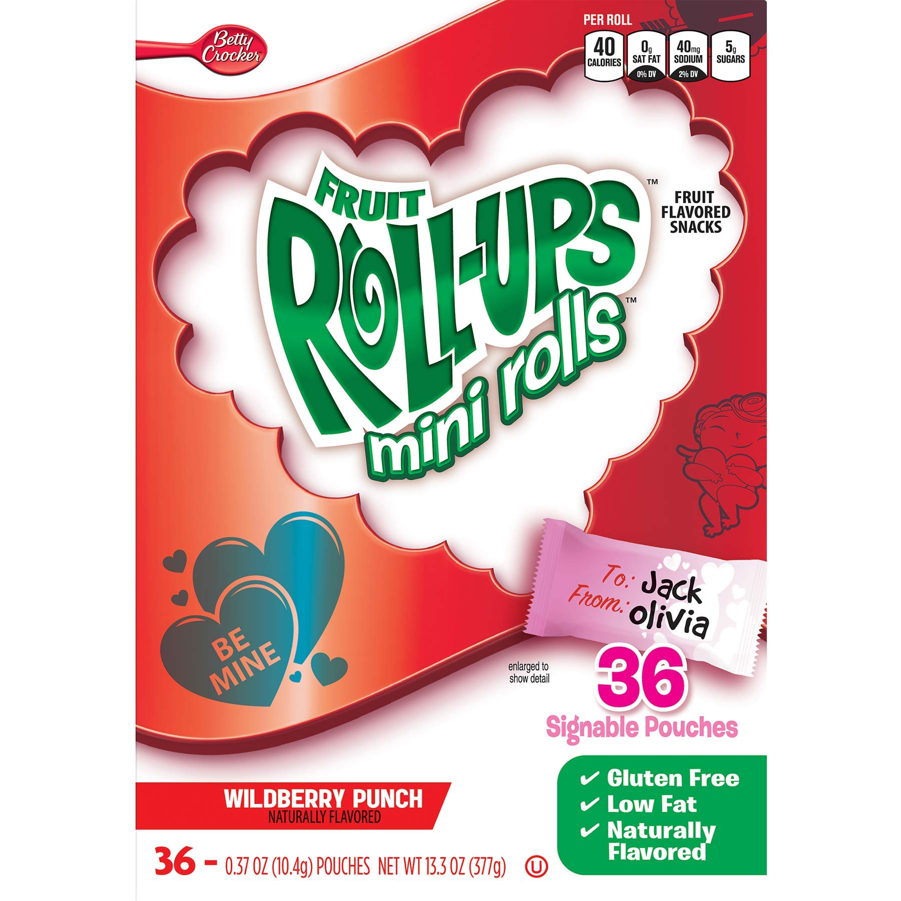 Betty Crocker Fruit Roll-ups Mini Rolls Wildberry Punch - 36 Count (Pack of 2) | 0.37 Oz Fruit Flavored Snacks for Kids Lunch Box & On-the-Go Healthy Treats