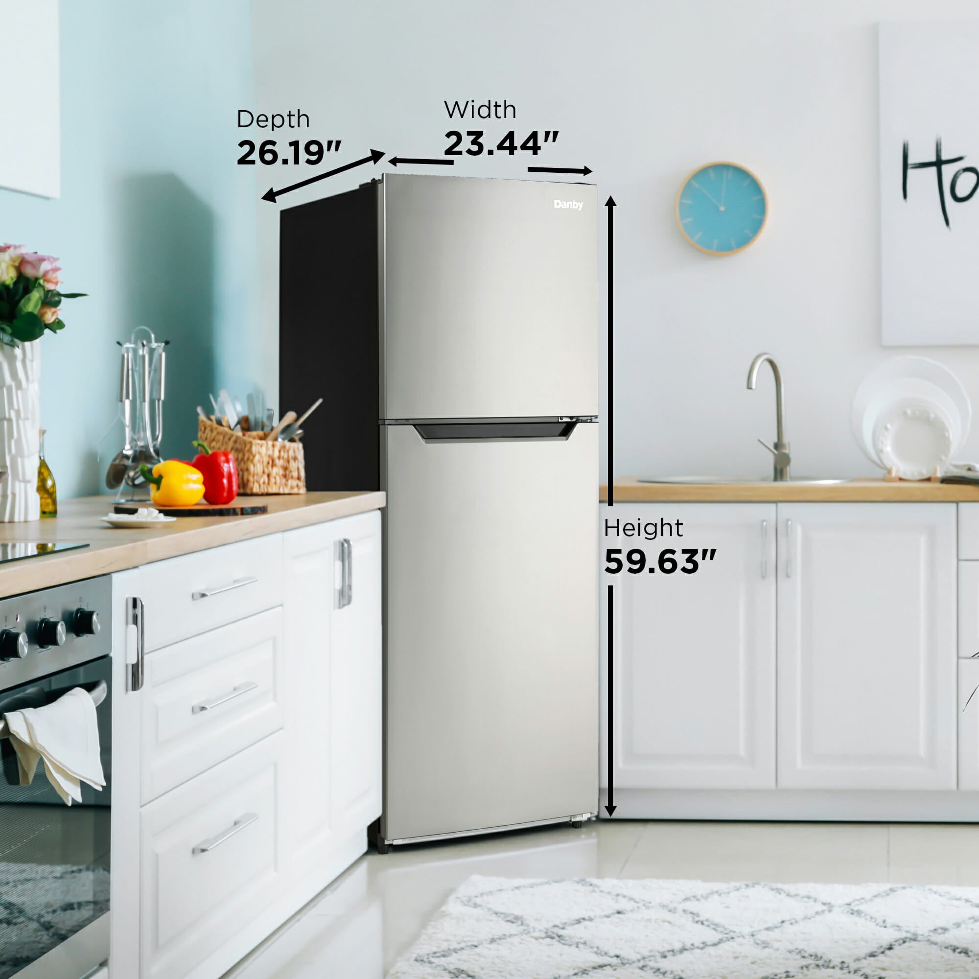 Danby DFF101B1BSLDB 10.0 cu. ft. Compact Refrigerator - Stainless Steel Top Freezer Design for Small Apartments, Dorms & Office Spaces - Energy Efficient Mini Fridge with Adjustable Shelves