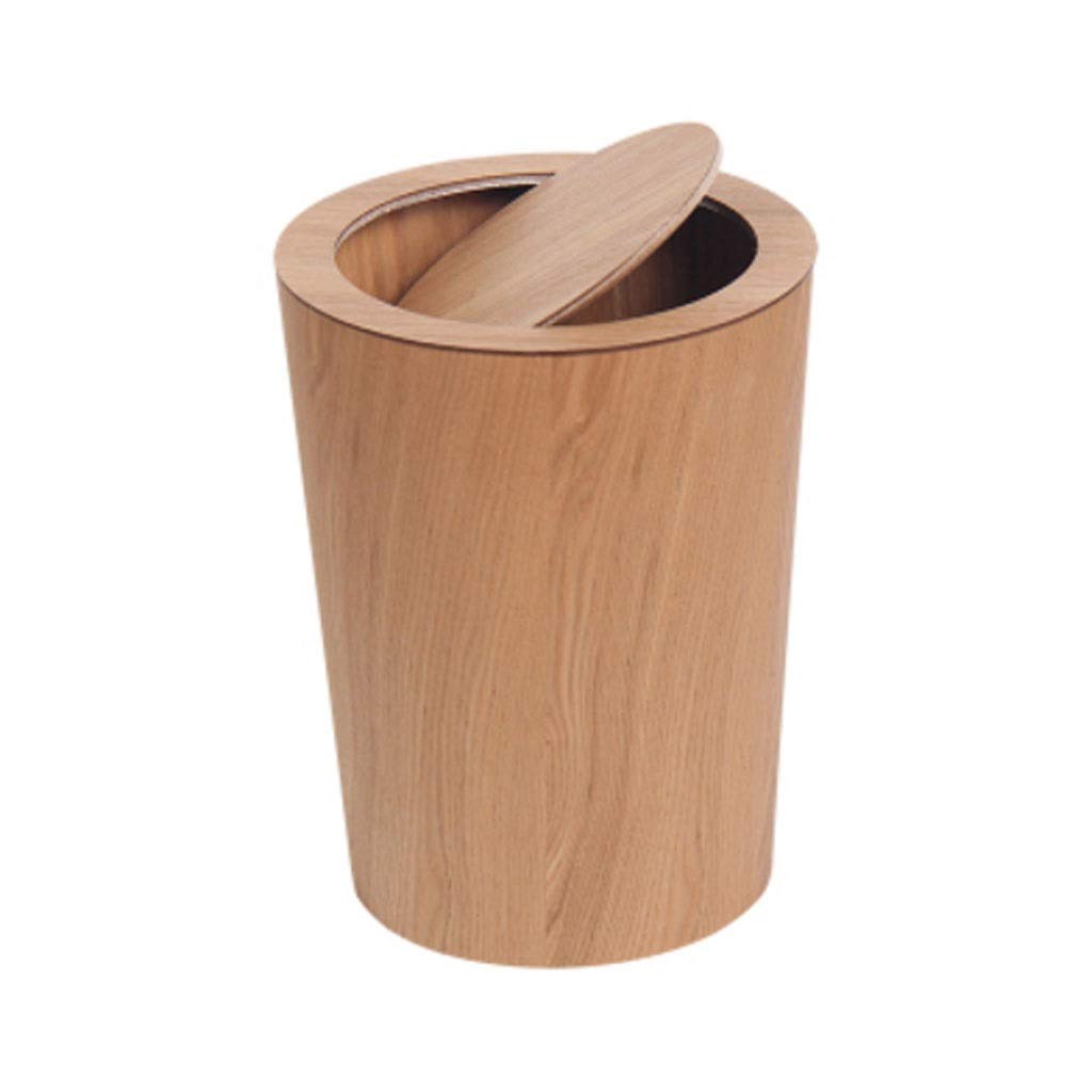 Wooden Round Trash Can - Minimalist Office & Bedroom Wastebasket, Eco-Friendly Recycling Bin for Paper & Garbage (Color B) - Perfect for Home, Office & Dorm Organization