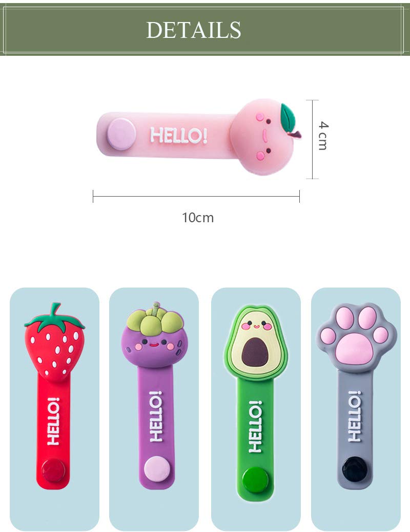 Cartoon Fruit-Shaped Cable Ties - 5pcs Reusable Cord Organizers for Headphones, USB Wires & Electronics | Perfect for Travel, Office & Home Cable Management