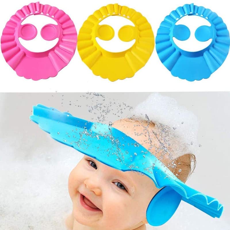 Adjustable Baby Bathing Cap for Safe Hair Wash - Soft Shower Cap Protects Eyes & Ears - Waterproof Infant Bath Accessories for Toddlers & Kids (Multi-Color) - Perfect for Sensitive Skin & Mess-Free Bath Time
