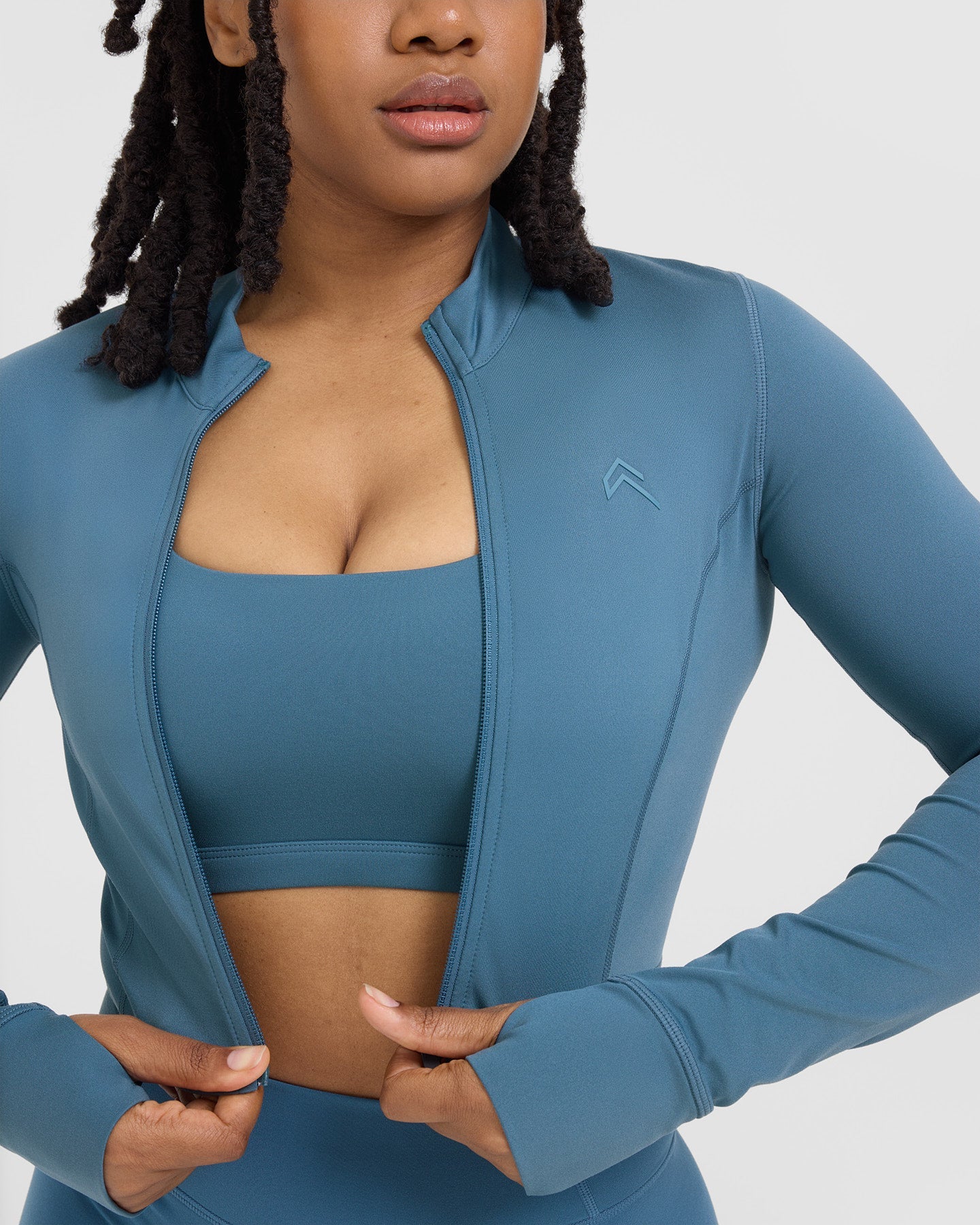 Timeless Women's Crop Jacket in Moonstone Blue - Lightweight Spring/Summer Outerwear for Casual Outings & Date Nights