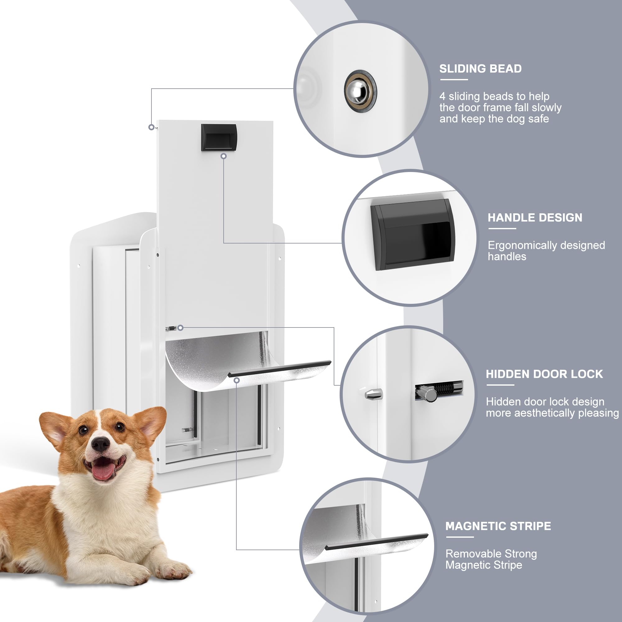 Double-Flap Pet Door for Wall and Door - Adjustable Small Pet Door with Lock & Closing Panel for Dogs & Cats Under 12 lbs - Perfect for Indoor/Outdoor Access, Home Security & Easy Pet Training