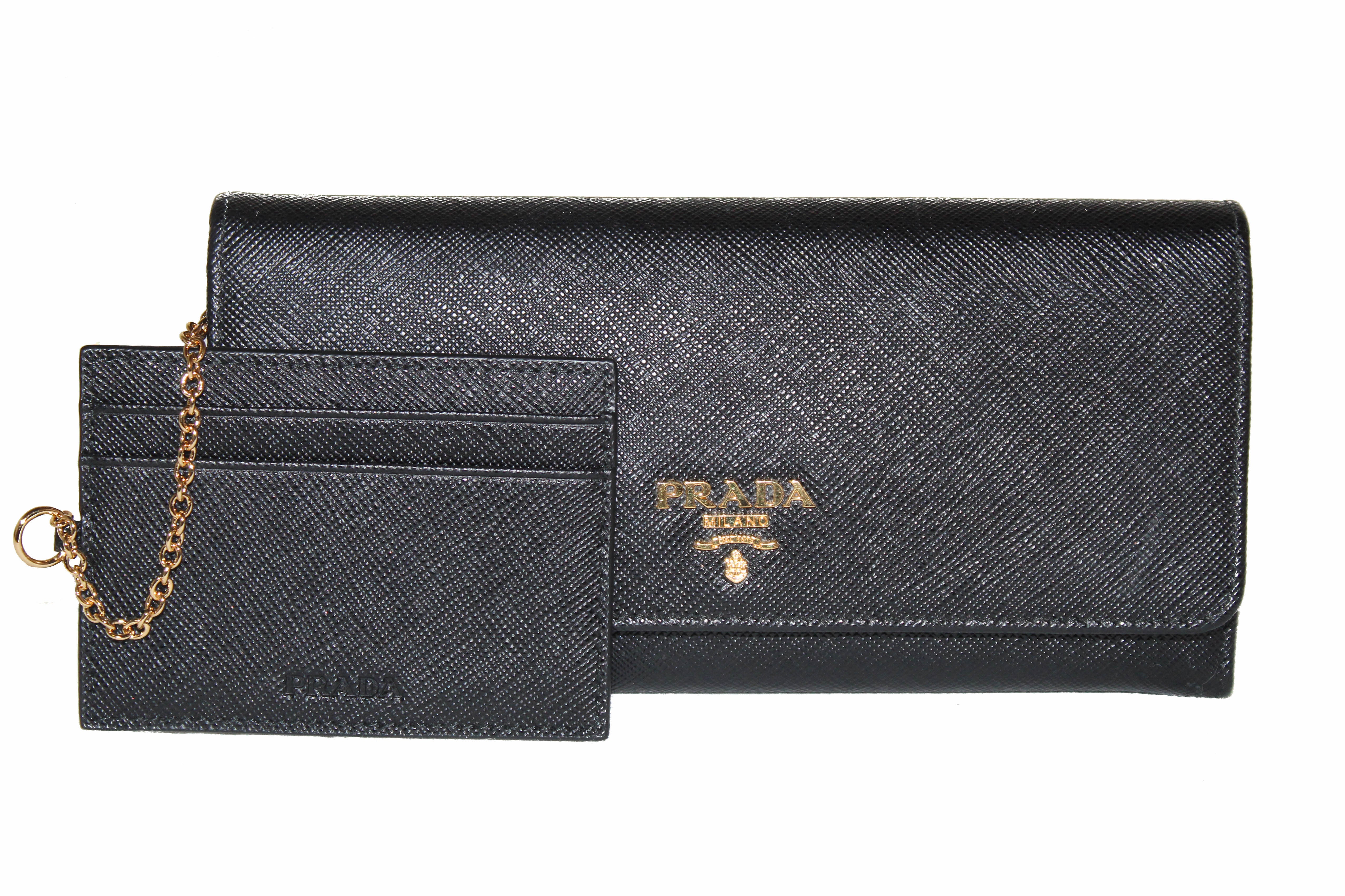 Authentic Prada Black Saffiano Leather Long Wallet 1MH132 - Luxury Women's Bifold Wallet for Everyday Use & Special Occasions
