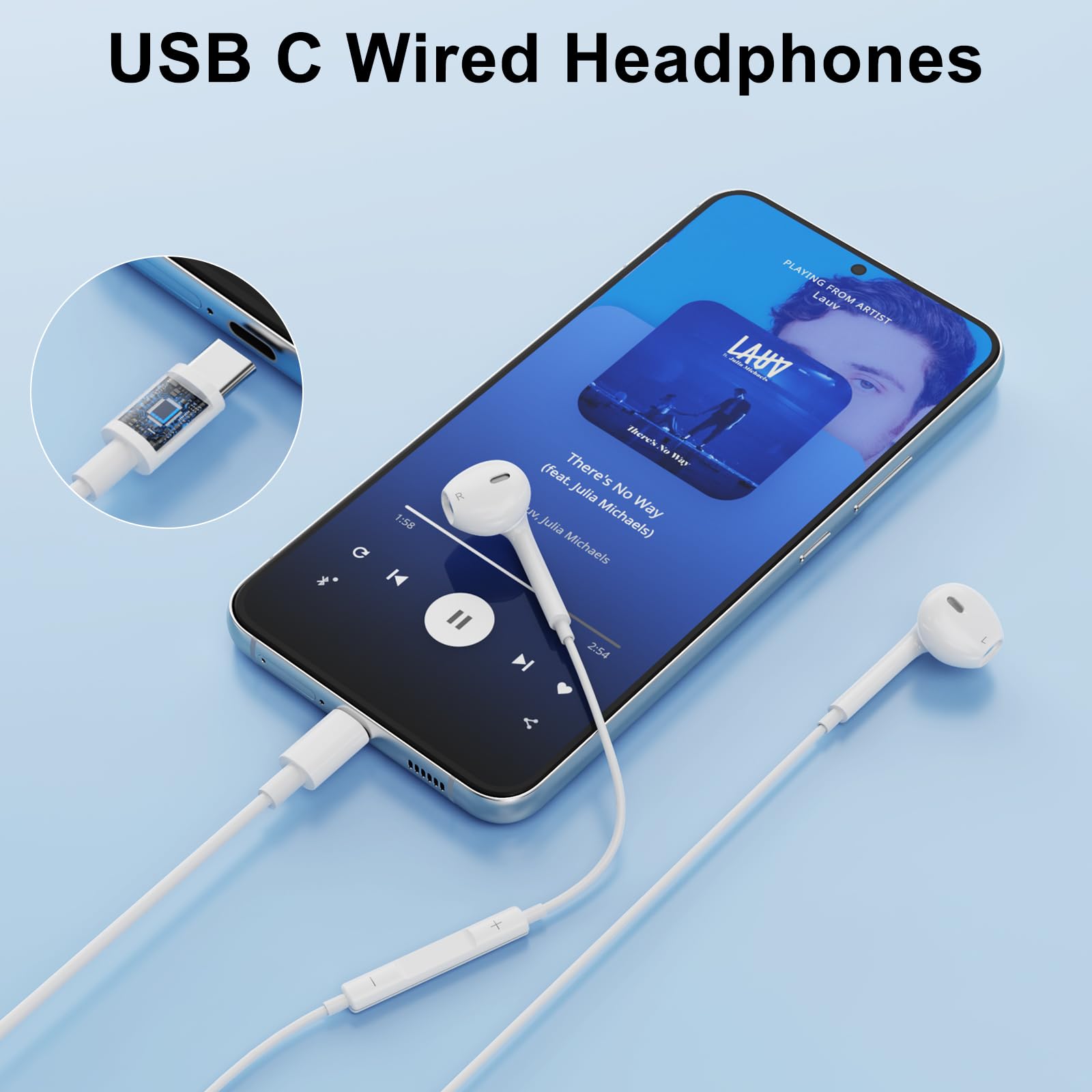 2 Pack USB C Wired Headphones with Microphone & Volume Control - Compatible with iPhone 15/Pro/Max, iPad Pro/Air/Mini, Samsung Galaxy S24/S23/S22 Ultra, Huawei, Google Pixel - Perfect for Gaming, Calls & Music Listening