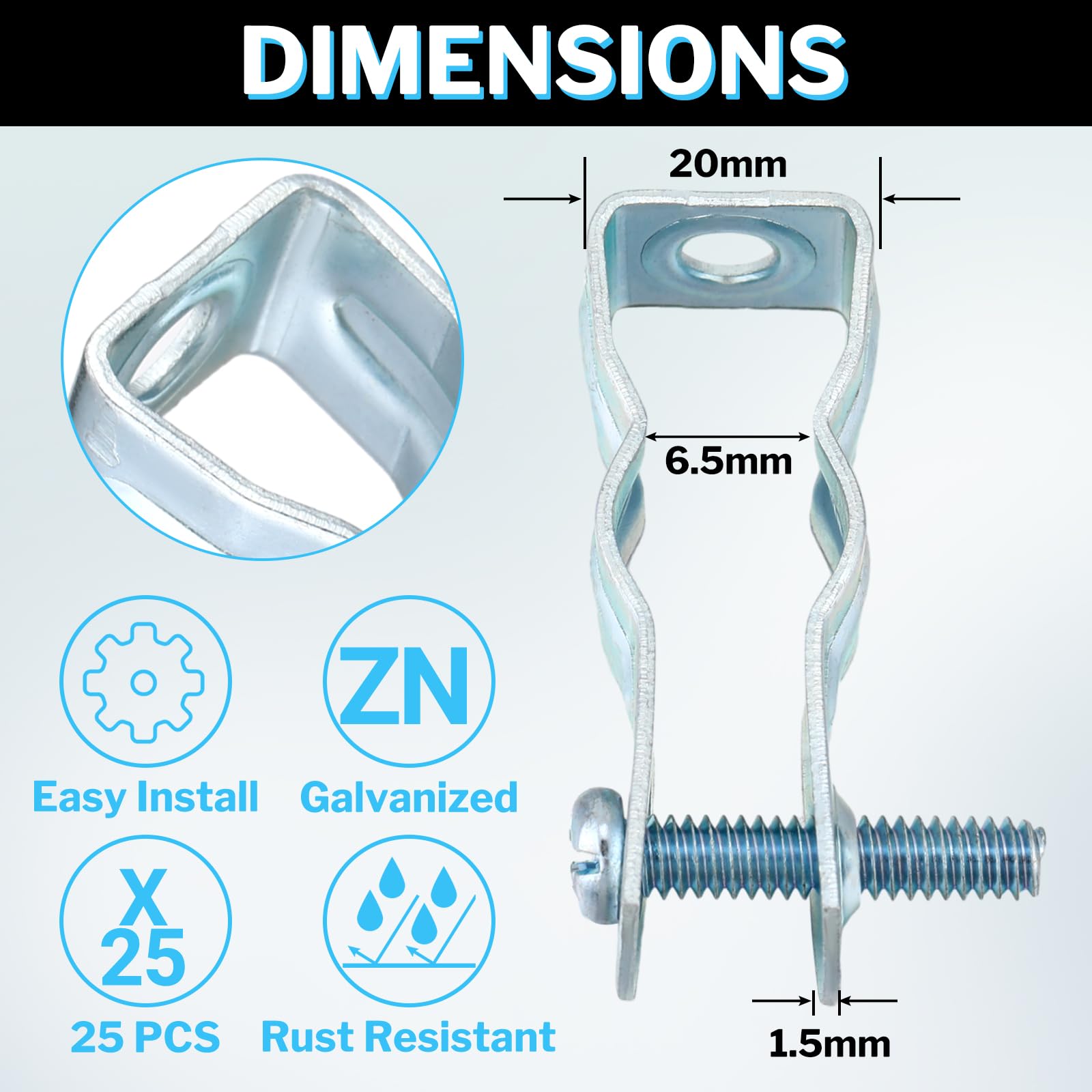 25 Pcs 1/2 Inch EMT Conduit Hangers with Bolt - Galvanized Metal Conduit Clamps & Strut Straps for Threaded Rods or Insulated Supports - Heavy Duty Rigid Pipe Fittings Mounting for Electrical Wiring, HVAC & Plumbing Installations