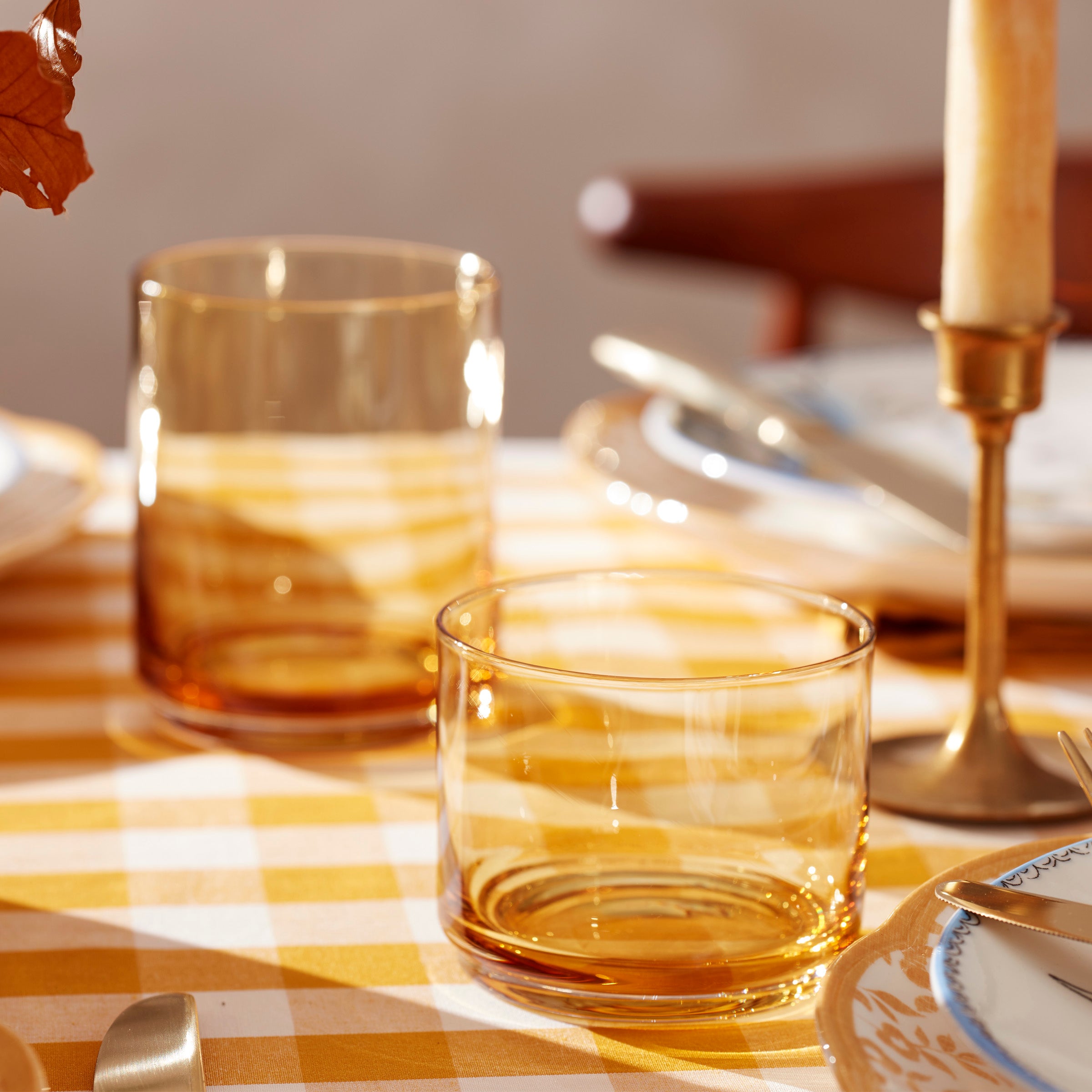 Tuscany Classics Stackable Amber Tall Glasses Set of 4 - Elegant Drinking Glasses for Wine, Cocktails & Beverages - Perfect for Dinner Parties, Home Bar & Gift Giving