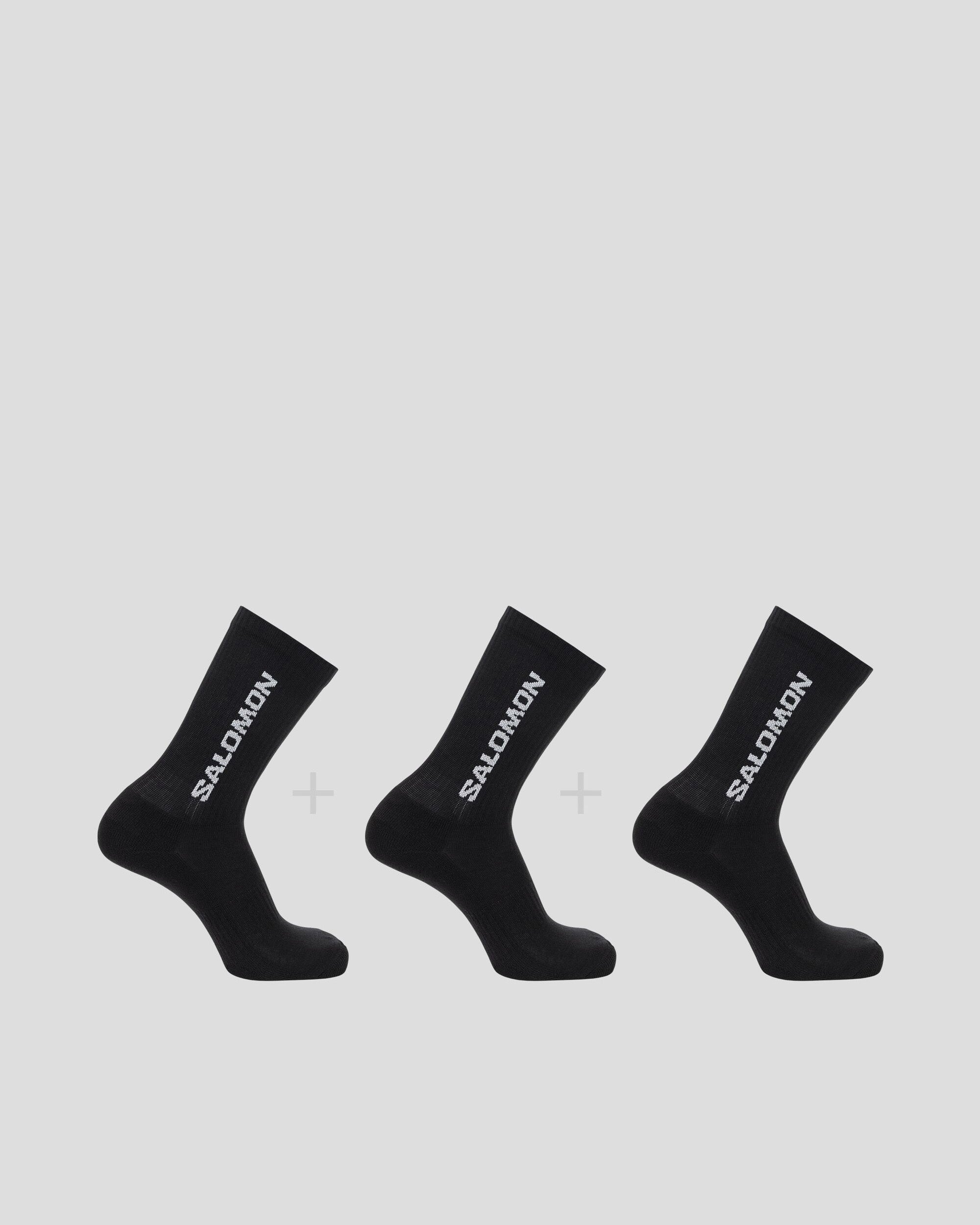 Salomon Everyday Crew Socks 3-Pack - Moisture-Wicking Athletic Socks for Men & Women - Black (3 Pairs) - Perfect for Running, Hiking & Daily Wear