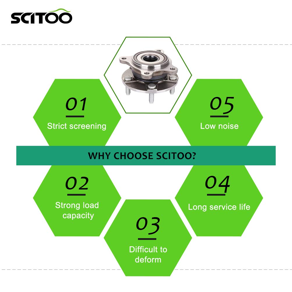 SCITOO Wheel Hub Bearing Compatible with 2016-2017 Lexus GS F, GS Turbo & GS200t - HA590140 Left Front 5-Bolt 2-Pad Replacement - Perfect for Smooth Rides & Performance Driving