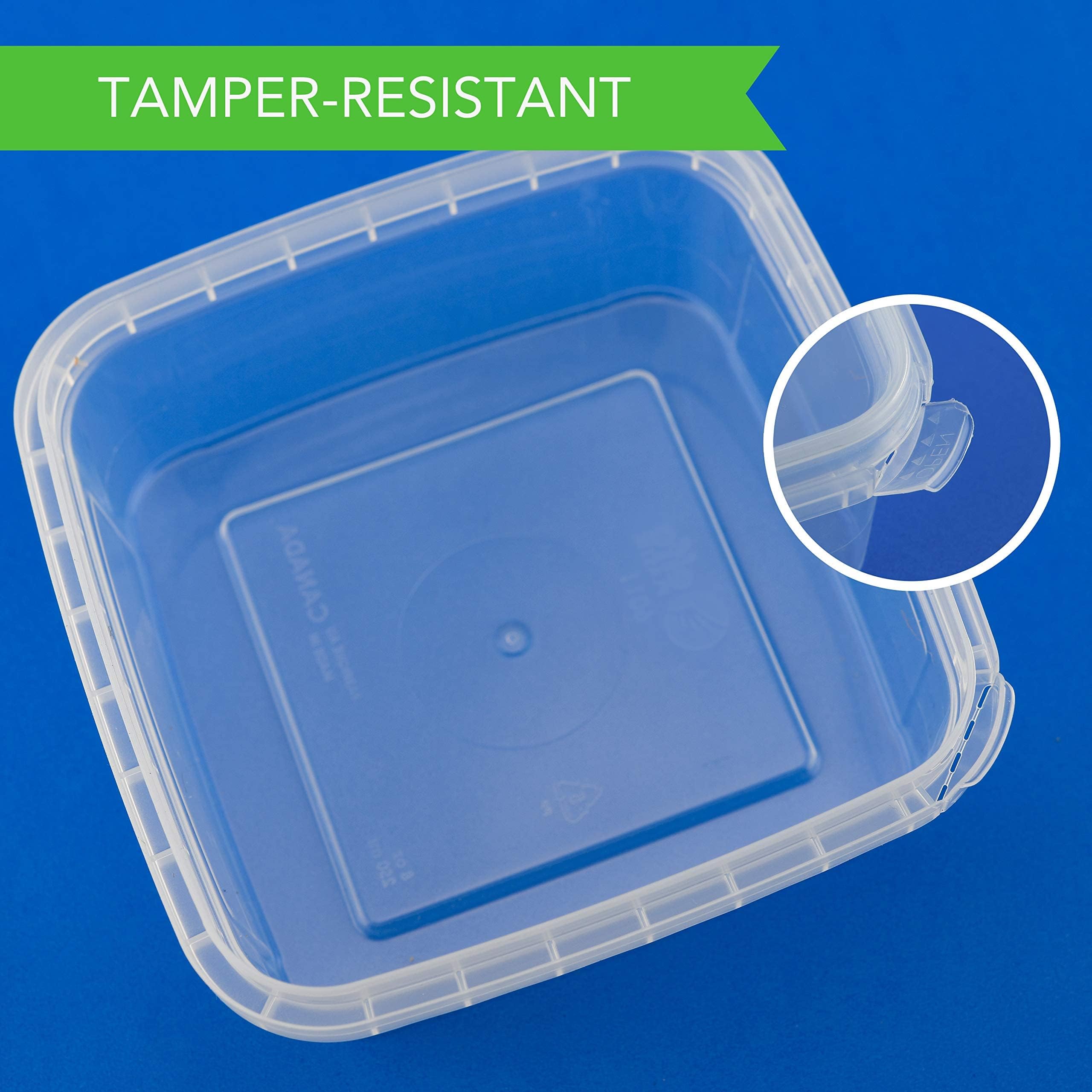 NYHI 8 oz 20 Pack Square Clear Deli Containers with Lids - BPA Free Disposable Plastic Food Storage Containers - Airtight for Meal Prep, Take Out & Kitchen Organization - Perfect for Restaurants, Catering & Home Use