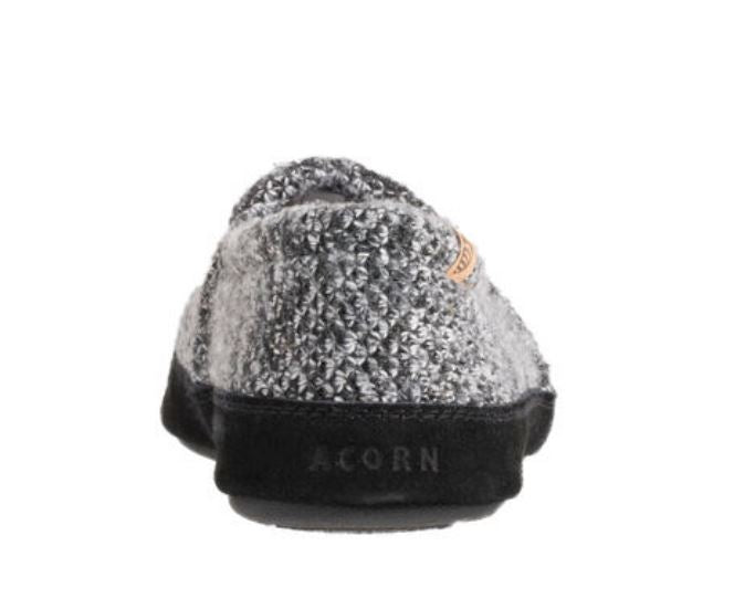Men's Acorn Moc Slippers - Black Tweed Indoor/Outdoor Comfort Shoes for Home, Camping & Travel