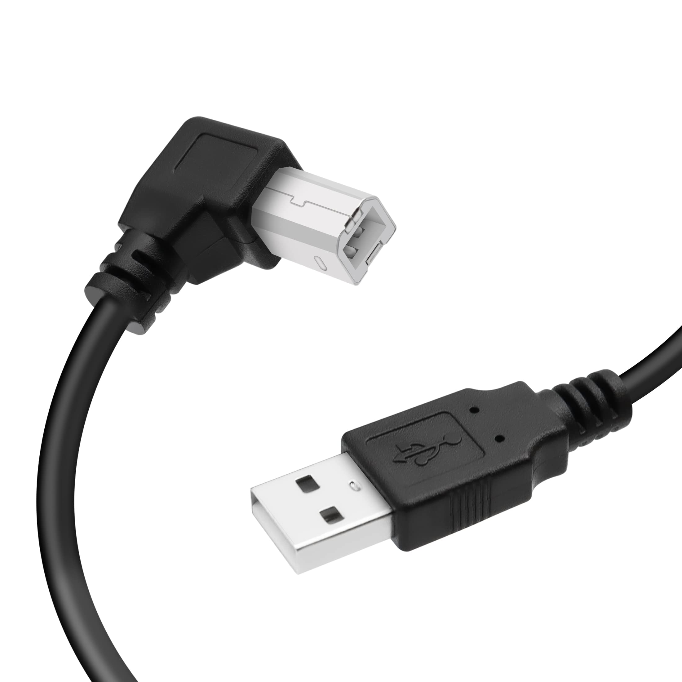 YACSEJAO USB 2.0 Printer Cable - A Male to B Male Right Angle 90 Degree High Speed 480Mbps Cord (1.5M) for HP, Canon, Epson Printers & Scanners - Perfect for Home Office, School & Small Business Printing Needs