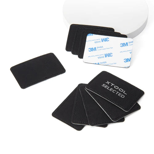 xTool Black to Silver Laserable Leatherette Rectangular Patches (10 Pack) - Perfect for DIY Crafts, Leatherworking, and Custom Apparel Projects