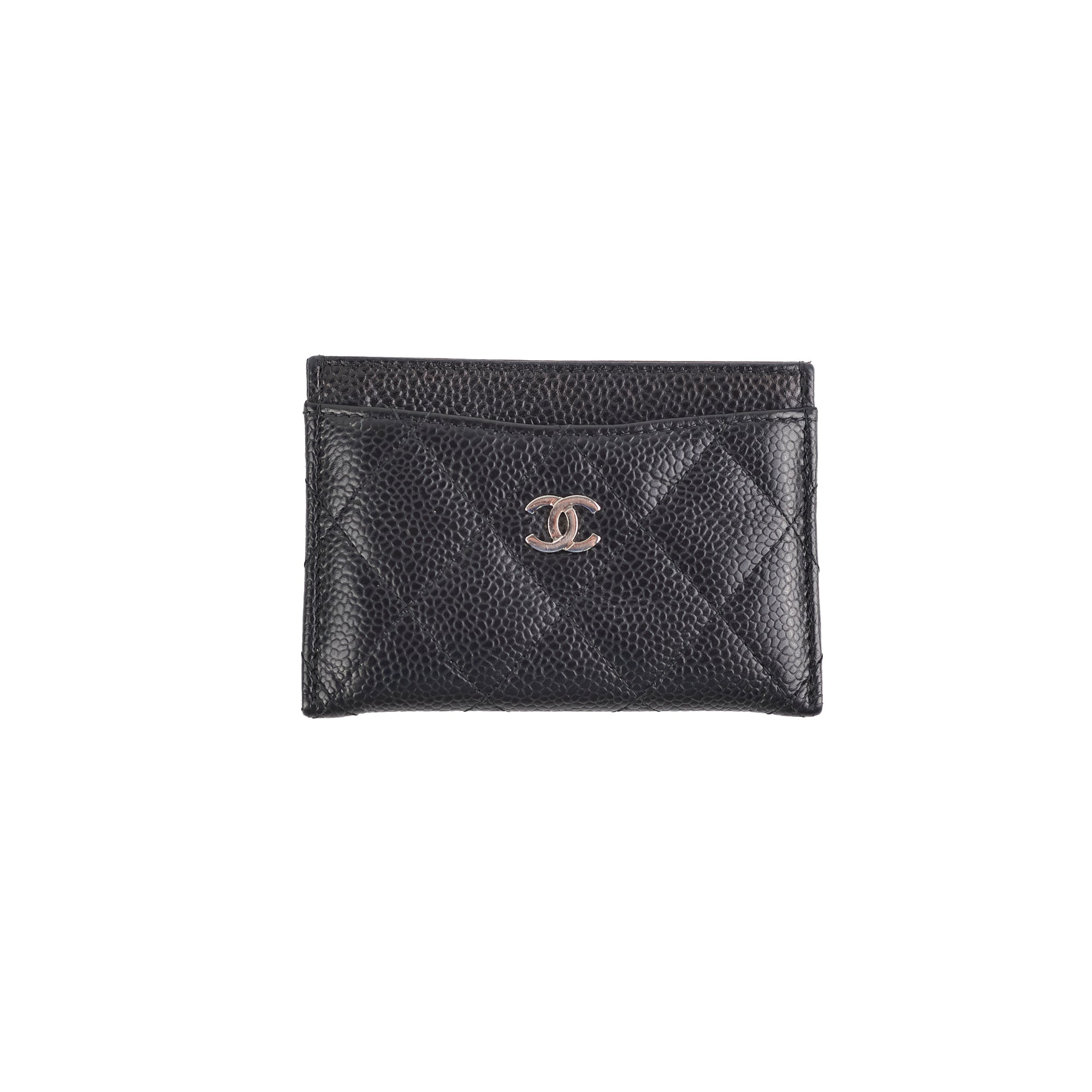 Chanel Black Caviar Leather Card Holder - Luxury Compact Wallet for Credit Cards & ID - Perfect for Everyday Use, Travel & Gifting