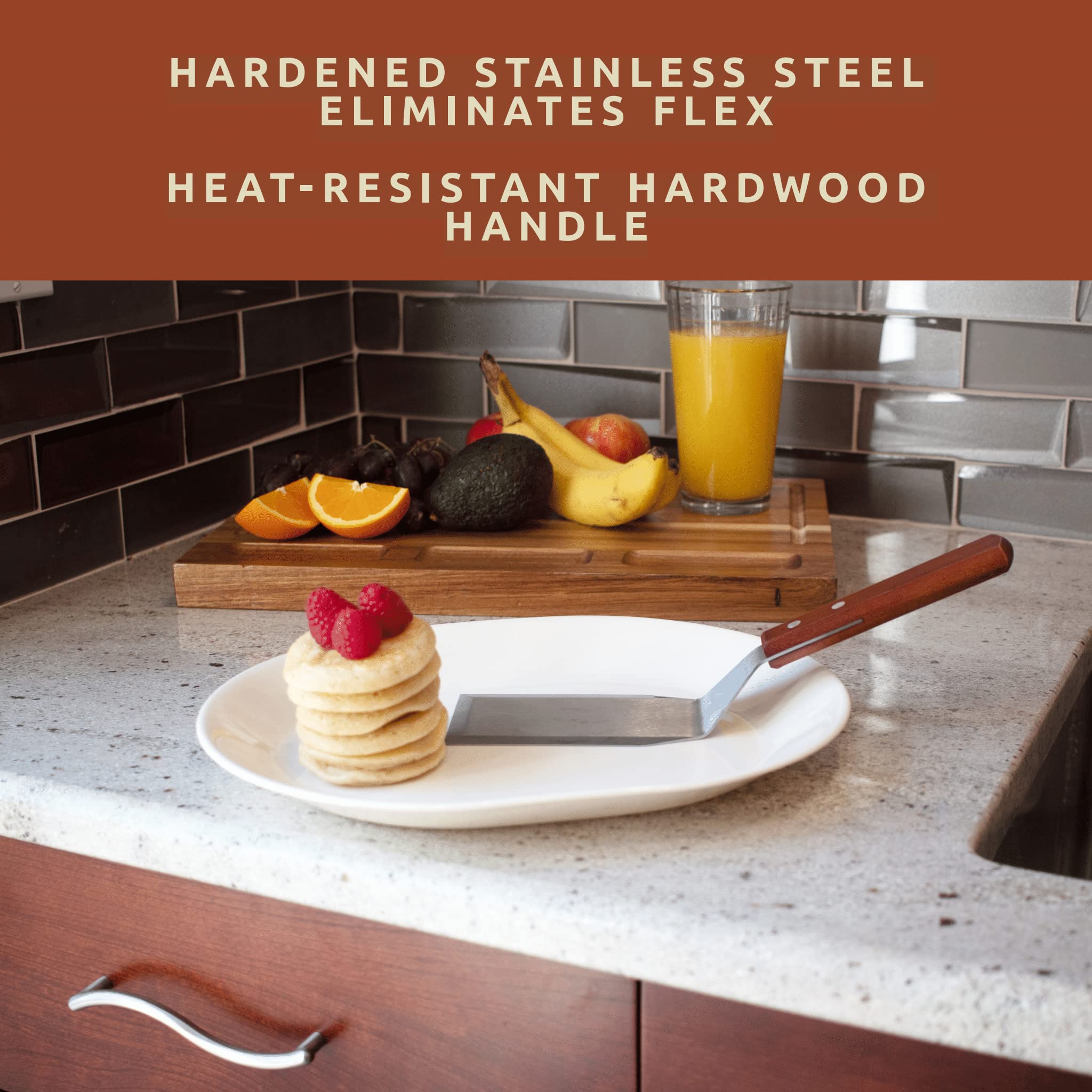 Bellemain Heavy Duty Stainless Steel Spatula with Beveled Edges & Hardwood Handle - Large Metal Turner for Cast Iron Skillet, Flat Top Grill, Griddle - Perfect for Flipping Burgers, Pancakes, Eggs & More - Commercial & Home Kitchen Use