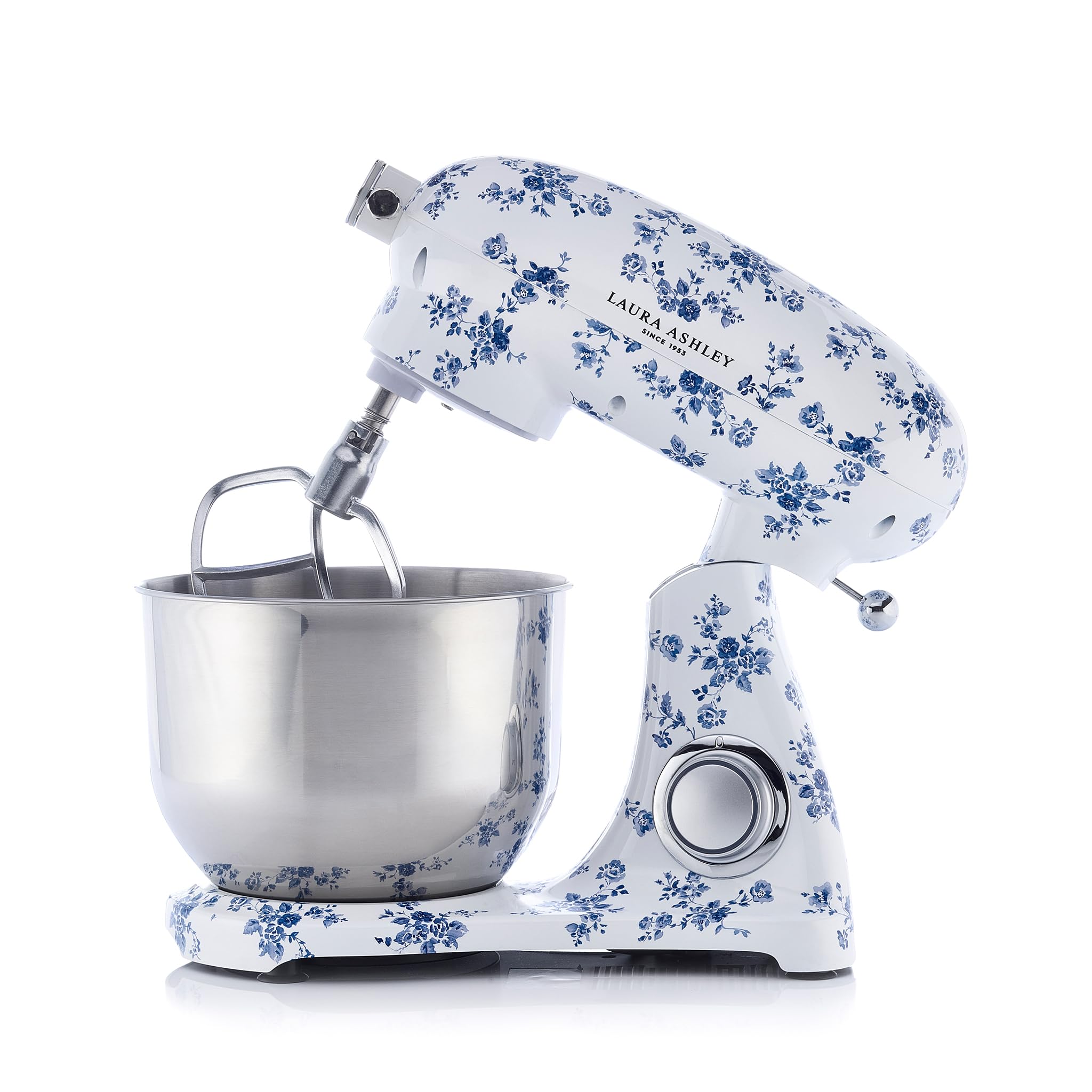 Laura Ashley 800W 6.3-Quart Electric Stand Mixer with 5 Attachments - Powerful Kitchen Mixer for Baking Cakes, Cookies & Dough - Includes Dough Hook, Beater, Egg Whisk & Splash Cover - Perfect for Home Bakers & Small Bakeries