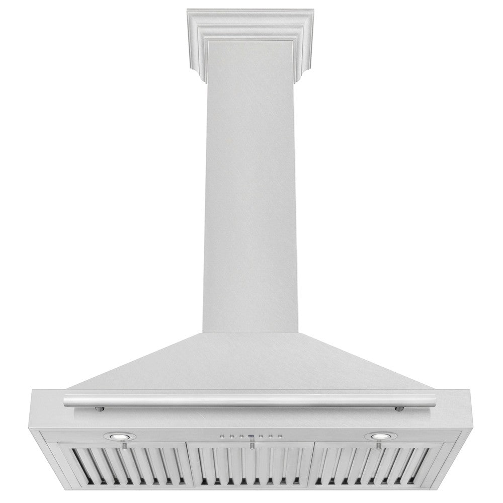 ZLINE 36 Inch Convertible Fingerprint Resistant Satin Stainless Steel Range Hood with Colored Shell Options & Stainless Steel Handle (KB4SNX 36) - Perfect for Modern Kitchens, Home Renovations & Professional Chef Cooking Spaces