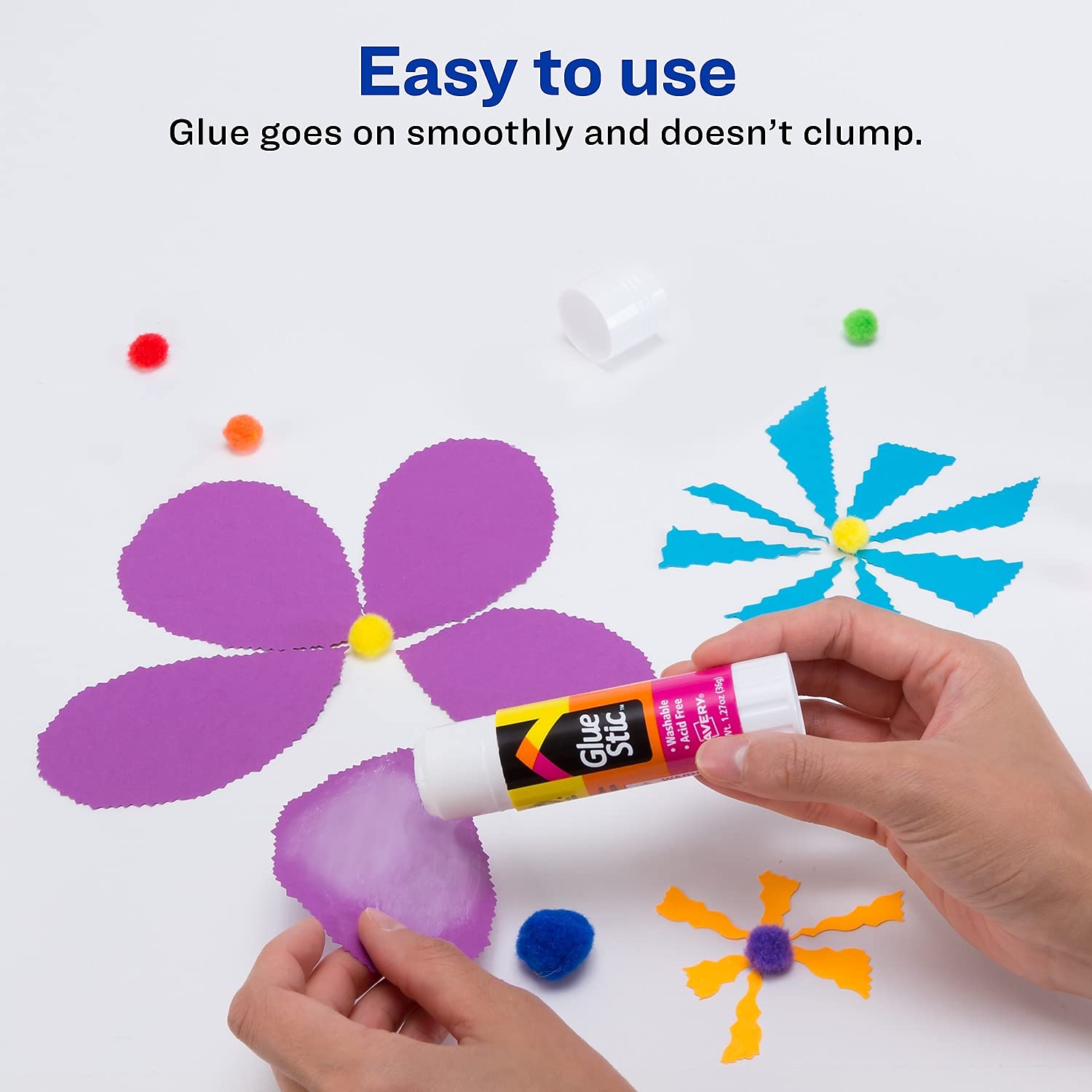 Avery 00196 Permanent Glue Stick - 1.27 oz White Adhesive for Crafts, School Projects & Office Use - Strong Bonding for Paper, Photos & Light Materials
