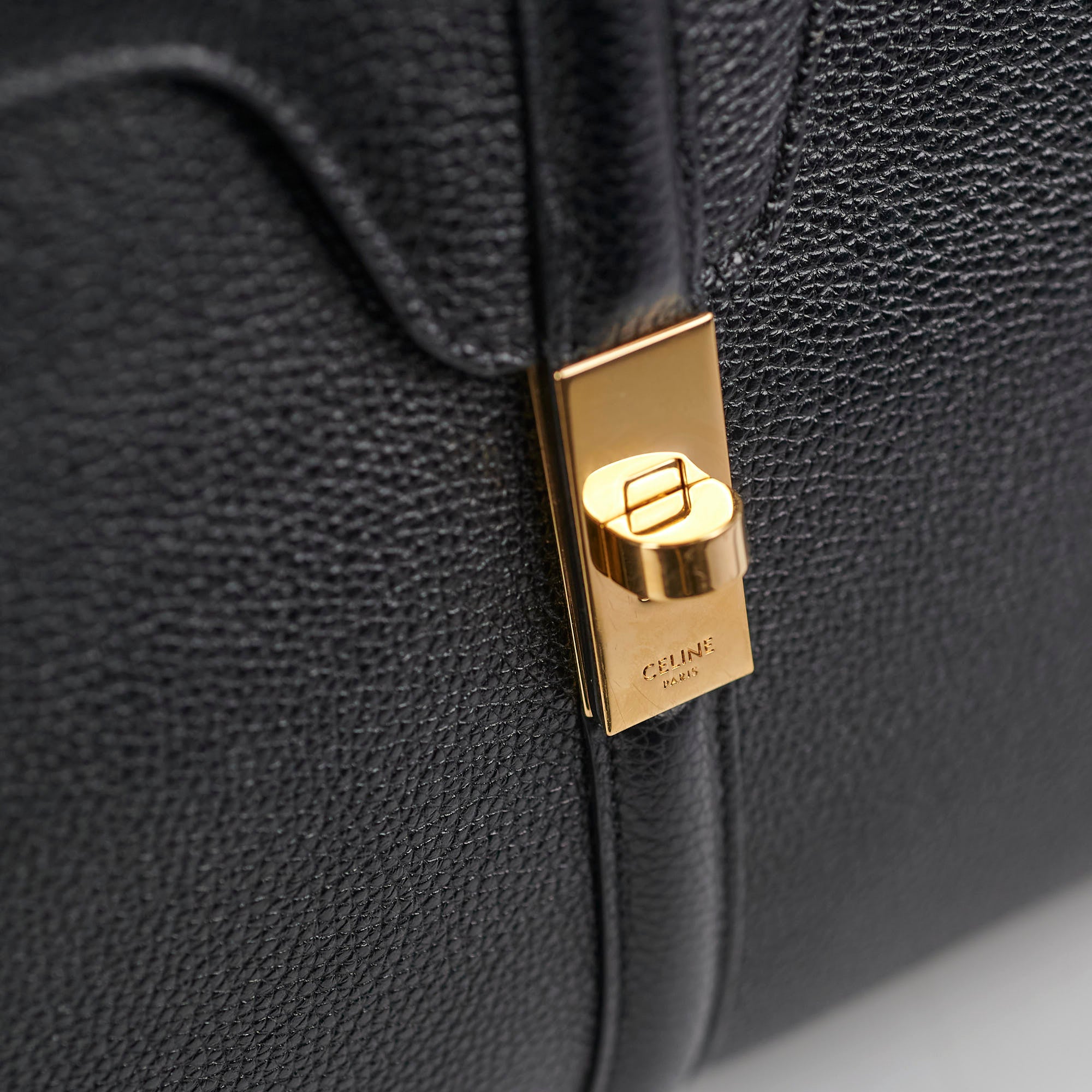 Celine 16 Classique Handbag in Black Grained Calfskin Leather - Luxury Shoulder Bag for Women, Perfect for Work, Travel and Everyday Use