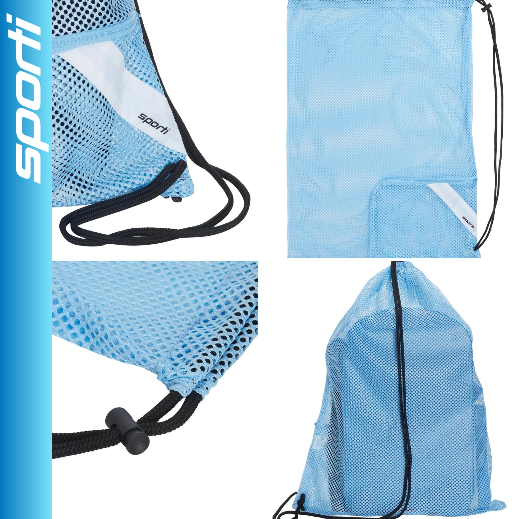 Sporti Mesh Drawstring Swimming Backpack - Waterproof Swim Bag for Swimmers, Beach & Pool Gear Storage - Perfect for Swim Meets, Gym & Travel Accessories