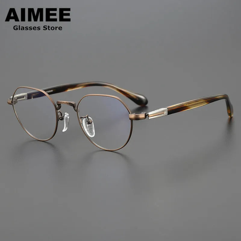 Stylish Unisex Full Rim Flat Top Oval Titanium Acetate Eyeglasses Frame 111993 - Lightweight & Durable for Work, Reading & Everyday Fashion
